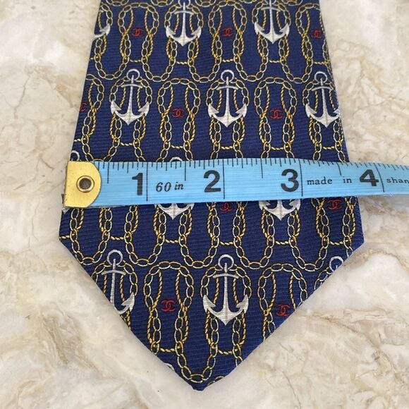 Chanel Chain & Anchors CC Monogram 100% Silk Tie - Picture 12 of 12